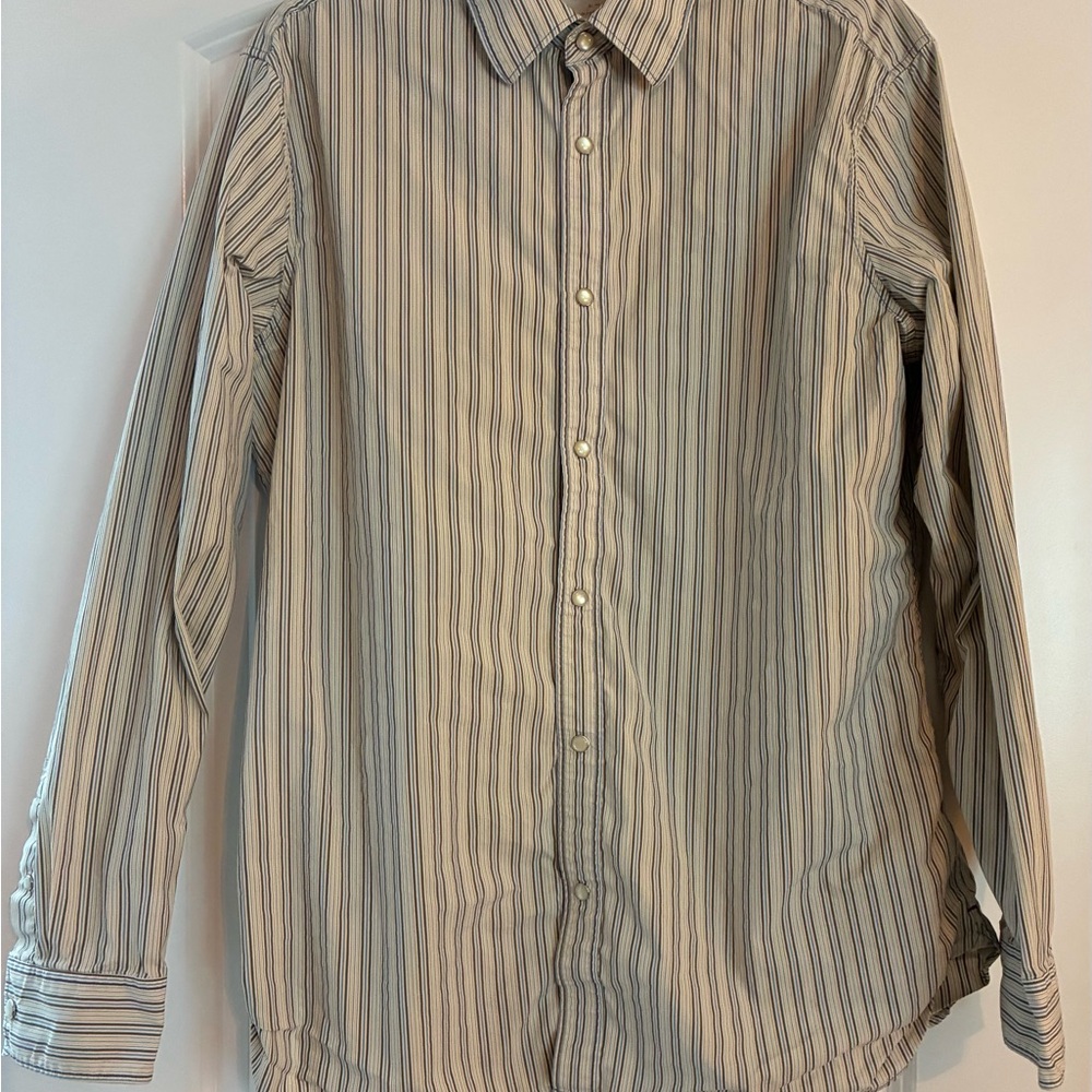 Banana Republic Men's Striped Button Down Shirt - Pearl Snaps